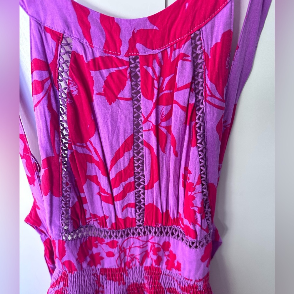 Anthropologie Able The Label Charlotte Floral Pink Maxi Dress Summer - Size M - Picture 3 of 7